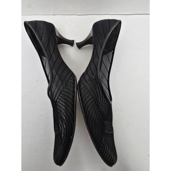Vintage 80s 90s Black Mesh Prevata Pump High Heels Size 10 - Picture 3 of 16